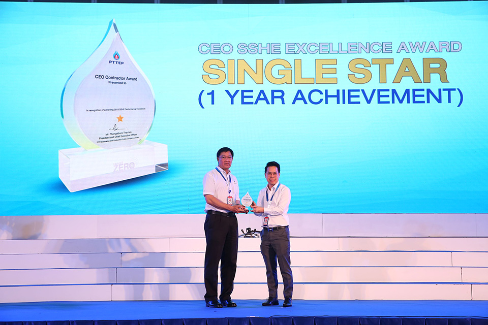 TNDT was awarded “CEO Contractor Award for SSHE Excellence 2018” from PTTEP.